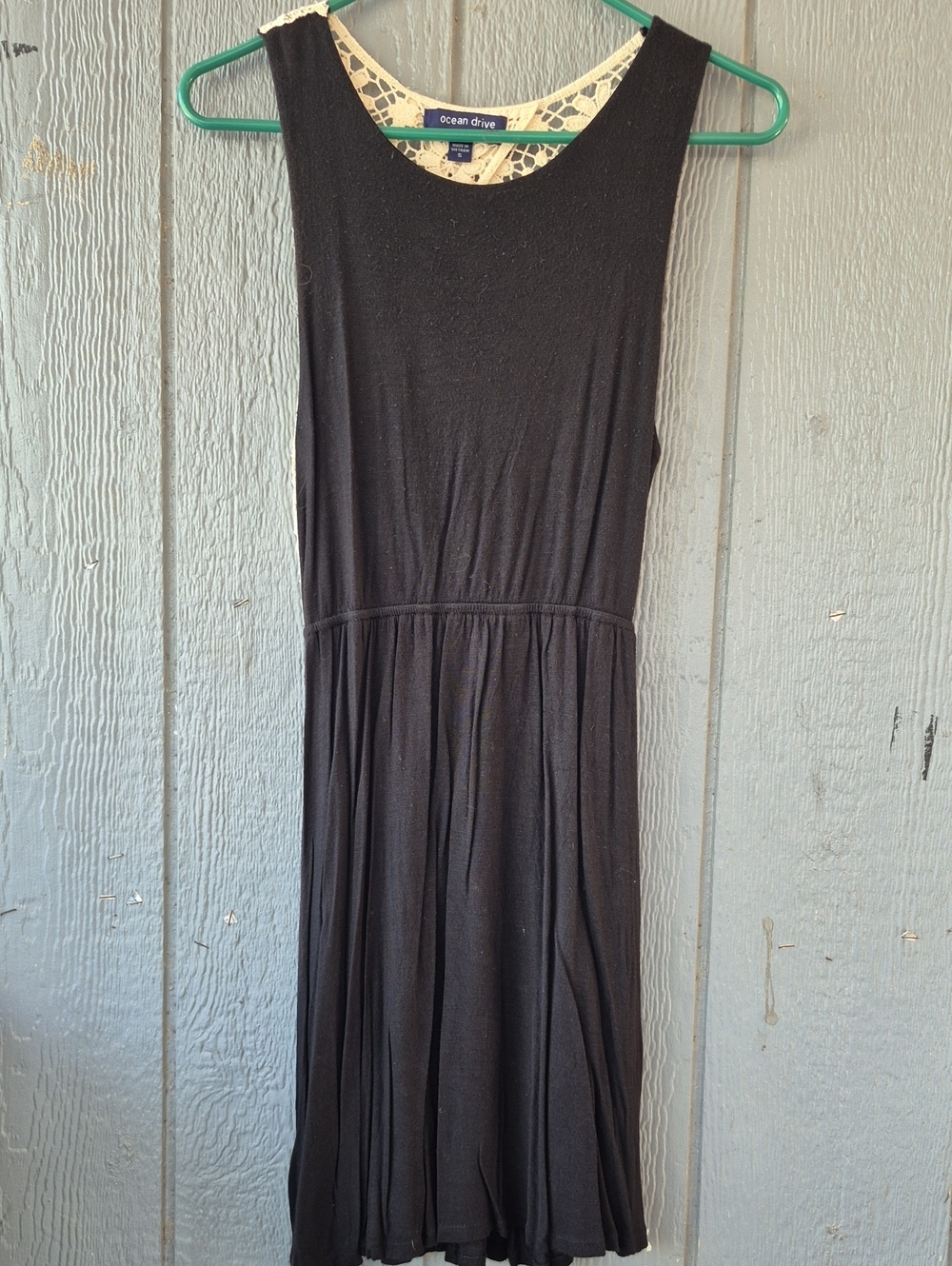 Ocean Drive Black Sleeveless Gathered-Waist Midi Dress